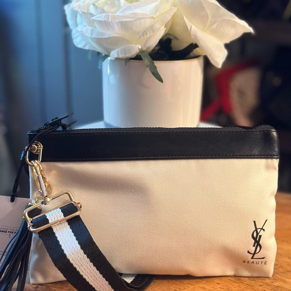 Yves Saint Laurent Black and Cream Cosmetic Bag - Picture 1 of 4